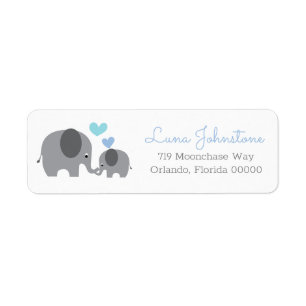Little Peanut Elephant Mummy & Baby Return Address