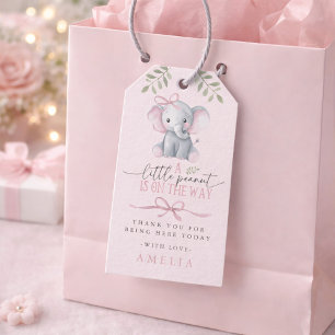 Little Peanut Elephant Pink Baby Shower Gift Tags