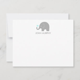 Little Peanut Elephant Thank you Note, Grey & Blue Note Card