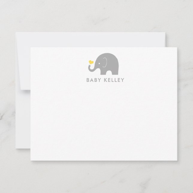 Little Peanut Elephant Thank you Note Yellow (Front)