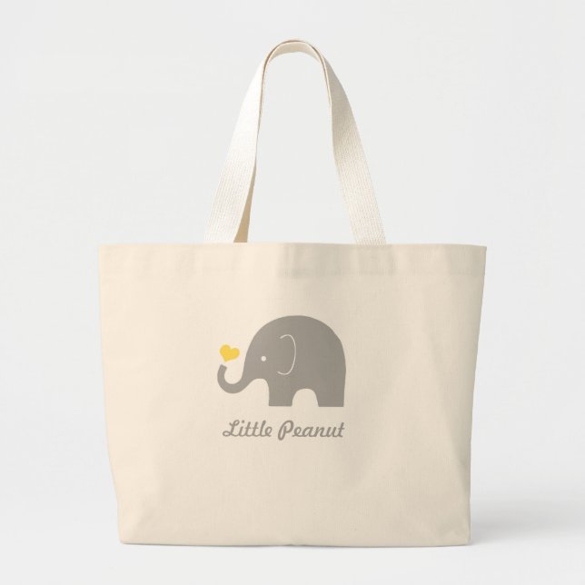 Little Peanut Elephant Tote Bag, Yellow Heart (Front)