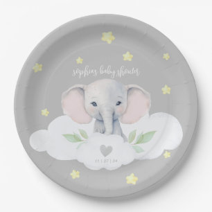 Little Peanut Gender Neutral Baby Shower Elephant Paper Plate