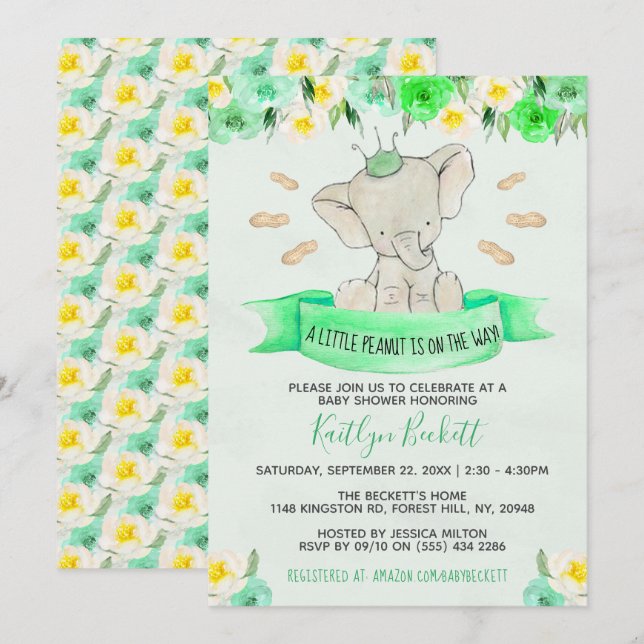 Little Peanut Gender Neutral Baby Shower Invitation (Front/Back)