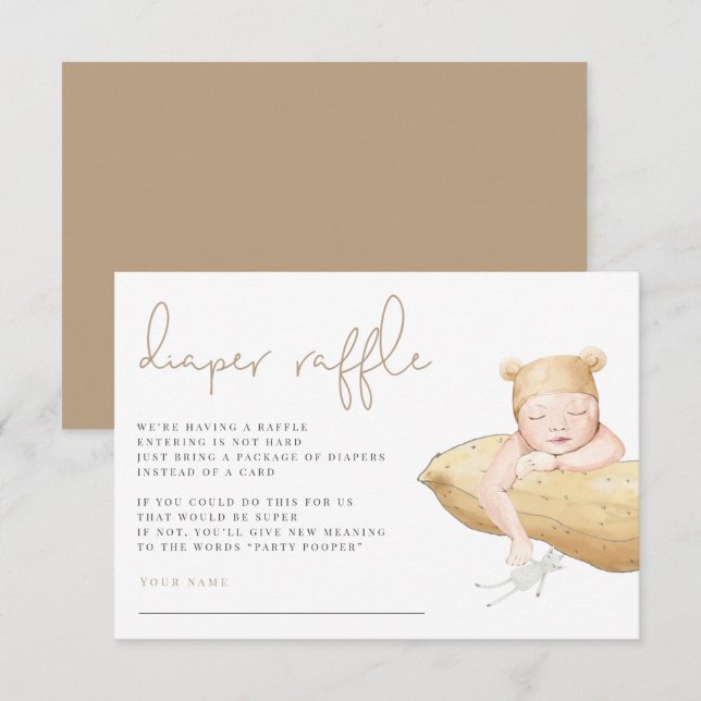 Little Peanut Gender Neutral Diaper Raffle Thank You Card (Front/Back)