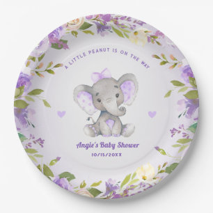 Little Peanut Girl Lavender Baby Shower Sprinkle Paper Plate