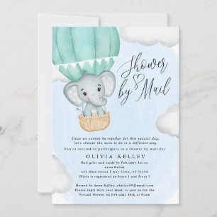 Little Peanut Green Elephant Baby Shower by Mail Invitation