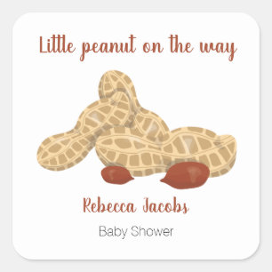 Little peanut on the way baby shower square sticker