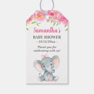 Little Peanut Pink Elephant Baby Girl Shower Favou Gift Tags