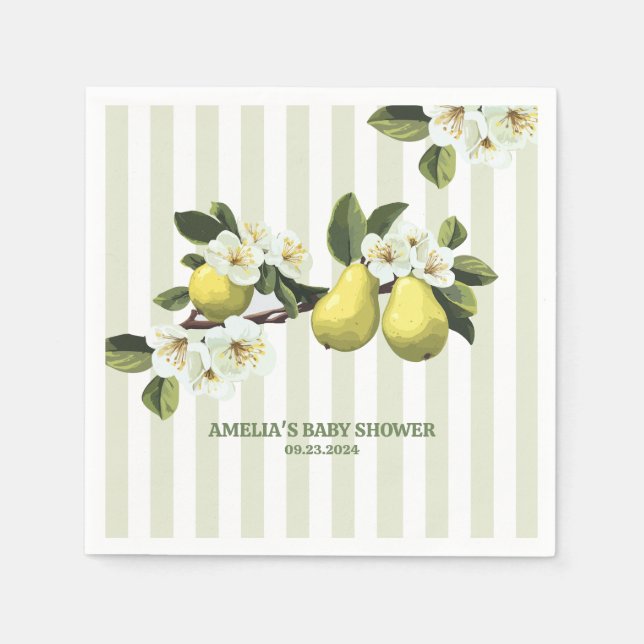 Little Pear Gender Neutral Fruit theme baby shower Napkin (Front)