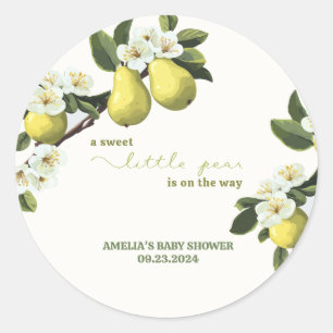 Little Pear is on the way fruit theme baby shower Classic Round Sticker