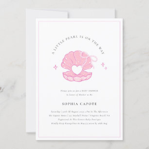 Little Pearl Baby Girl Pink Baby Shower Invitatio Invitation