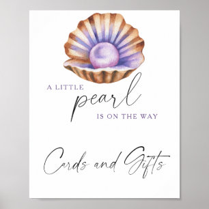 Little Pearl baby shower Cards and gifts Poster