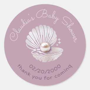 Little Pearl Baby Shower Classic Round Sticker