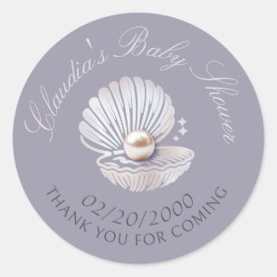 Little Pearl Baby Shower Classic Round Sticker