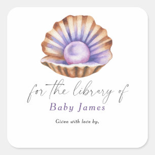little pearl baby shower - For the library of Square Sticker