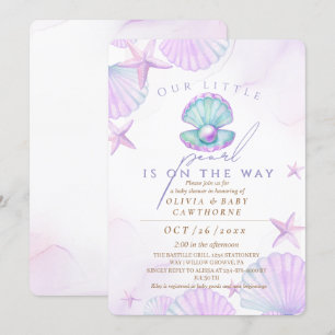Little Pearl Baby Shower Ocean Watercolor Invitation