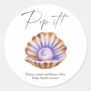 Little Pearl Baby shower - Pop it!  Classic Round Sticker