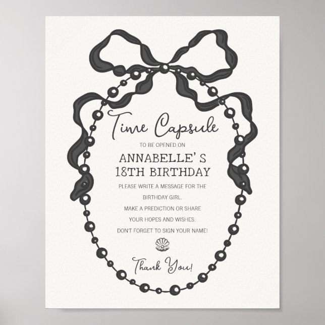 Little Pearl Black Coquette Bow Bday Time Capsule Poster (Front)