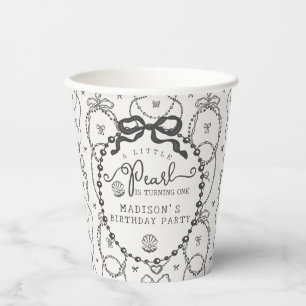 Little Pearl Black Coquette Bow Birthday Party Paper Cups