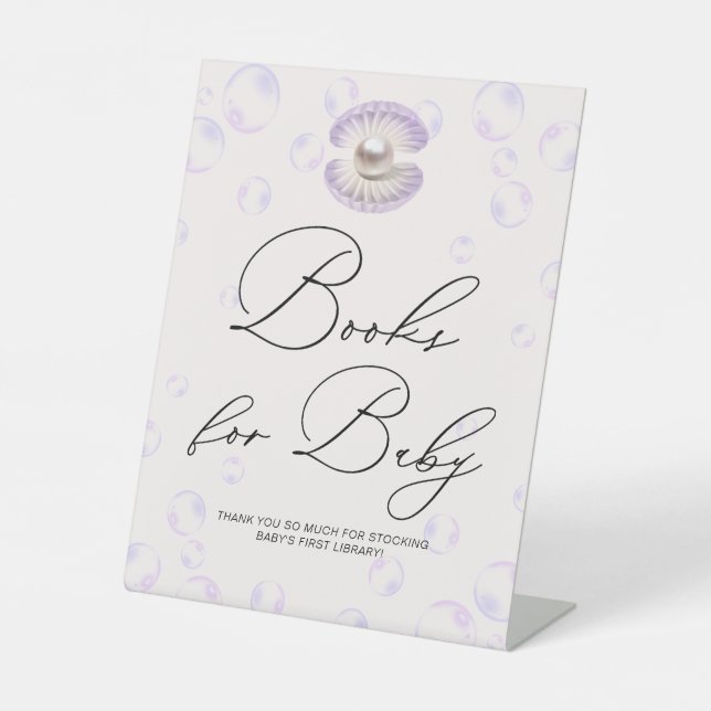 Little Pearl Books For Baby Baby Shower Pedestal Sign (Front)
