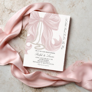 little Pearl Bow Girl Baby Shower Invitation
