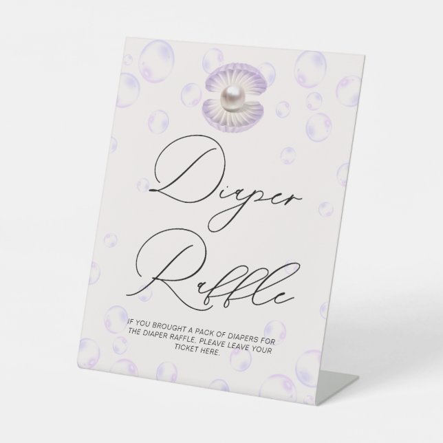 Little Pearl Diaper Raffle Baby Shower Pedestal Sign (Front)