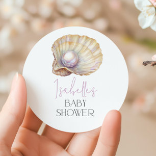 Little Pearl Ocean Oyster Beach Baby Shower Classic Round Sticker