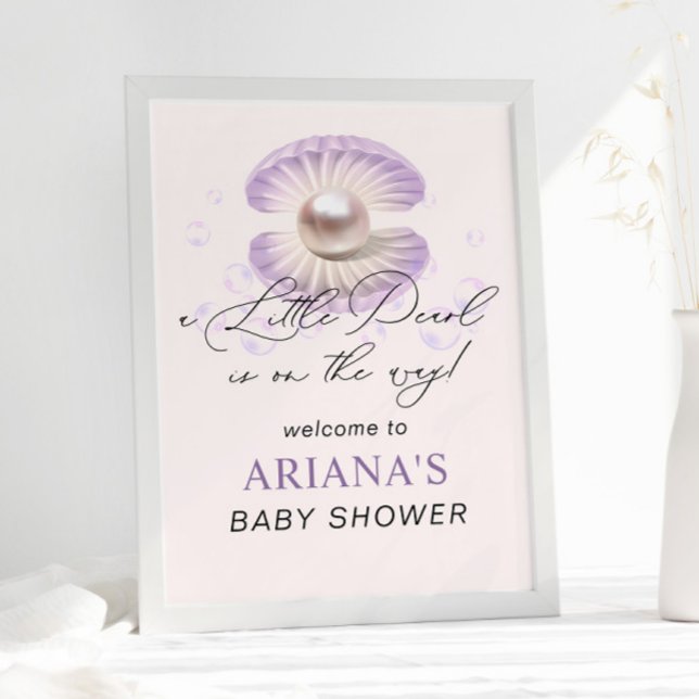 Little Pearl Purple Shell Ocean Baby Shower  Poster (Creator Uploaded)