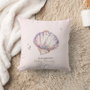 Little Pearl Seashells Diamonds Dots Baby Shower Cushion