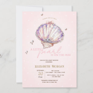 Little Pearl Seashells Diamonds Dots Baby Shower Invitation