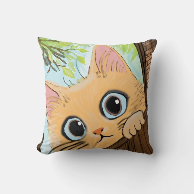 Little Peekaboo Kitten Cushion (Front)