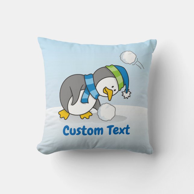 Little penguin getting a snow ball cushion (Front)