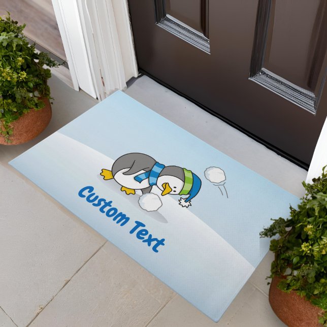 Little Penguin Getting a Snow Ball Doormat (Creator Uploaded)