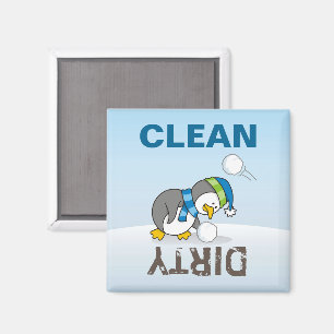 Little penguin getting a snow ball magnet