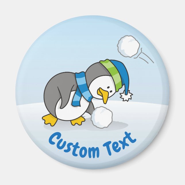 Little penguin getting a snow ball magnet (Front)