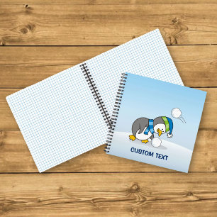 Little penguin getting a snow ball notebook