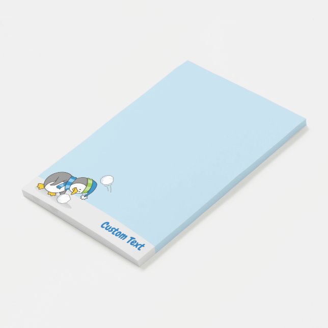 Little Penguin Getting a Snow Ball Post-it Notes (Angled)