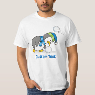 Little Penguin Getting a Snow Ball T-Shirt