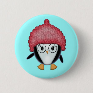Little Penguin in Red Hat Christmas Button