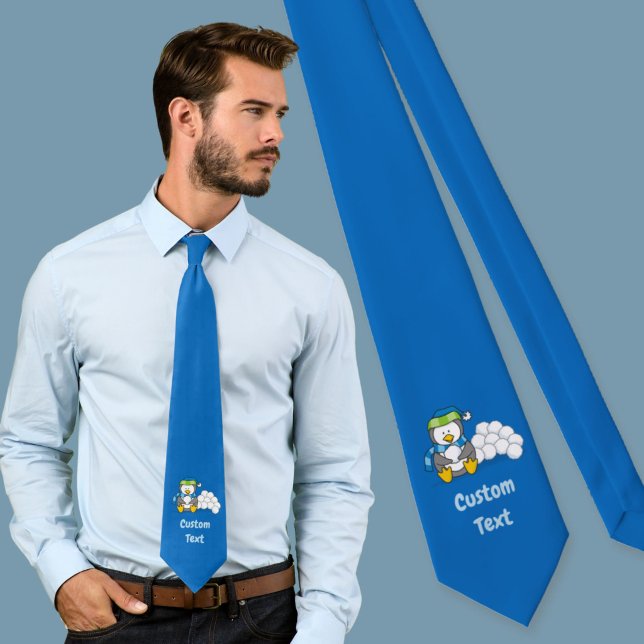 Little penguin sitting with snowballs neck tie (Creator Uploaded)