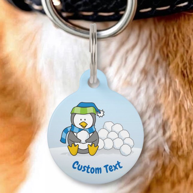 Little penguin sitting with snowballs pet tag (Creator Uploaded)