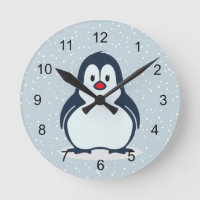 Little Penguin Snowy Design Clock