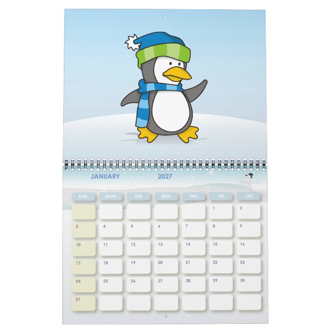 Little Penguin Walking on Snow Calendar (Jan 2027)