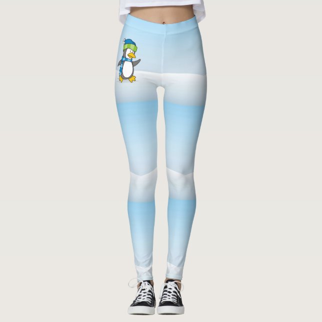 Little penguin walking on snow leggings (Front)