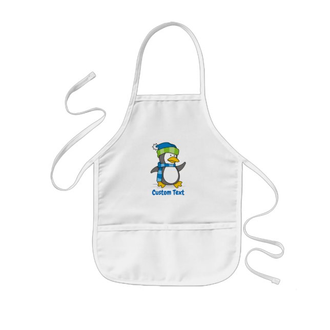 Little penguin walking on snow long apron (Front)