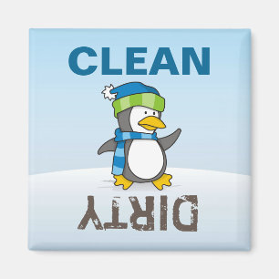 Little penguin walking on snow magnet