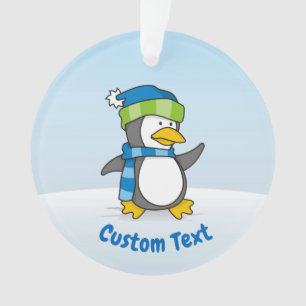Little penguin walking on snow ornament