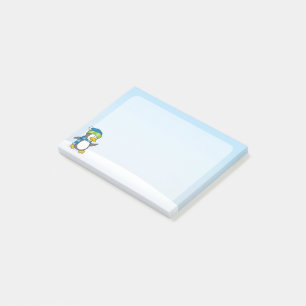 Little penguin walking on snow post-it notes