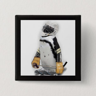 Little  Penguin Wearing Hockey Gear 15 Cm Square Badge