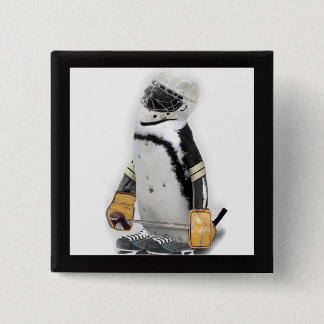 Little Penguin Wearing Hockey Gear 15 Cm Square Badge